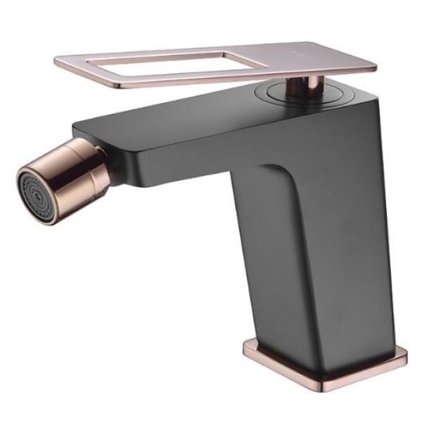 Grifo monomando bidé Negro Oro Rosa Suecia Imex