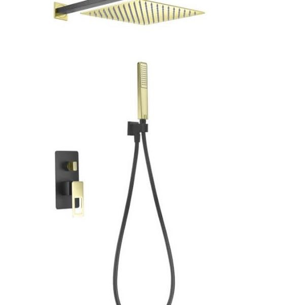Conjunto ducha empotrada negro oro Suecia Imex