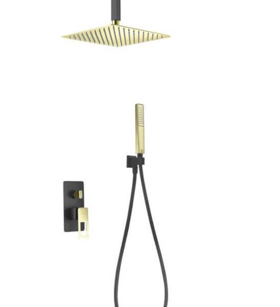 Conjunto ducha empotrada negro oro Estocolmo Imex