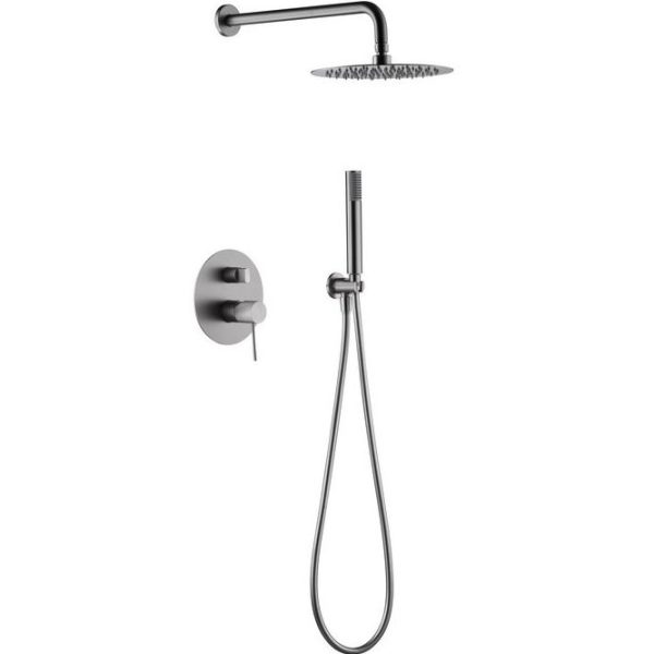 Conjunto de ducha empotrado níquel cepillado Line Imex